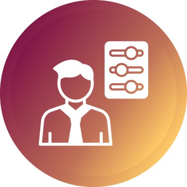 Evrak çantalı bir dairenin içindeki adamın vektör simgesi