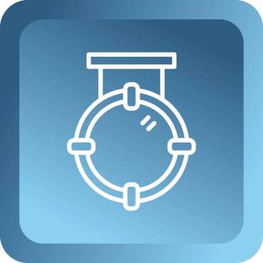 Mavi kronometre simgesi beyaz arkaplanda izole edildi. Zaman göstergesi. kronometre işareti. Beyaz kare düğme. vektör illüstrasyonu