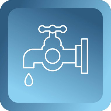 Mavi hat musluğu ve su damlası simgesi beyaz arkaplanda izole edildi. vektör.