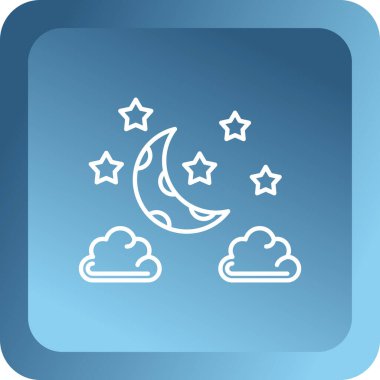 Yıldızlı ve bulutlu bir gece gökyüzünün vektör çizimi