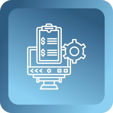 Mavi çizgi finans raporu simgesi beyaz arkaplanda izole edildi. vektör illüstrasyonu