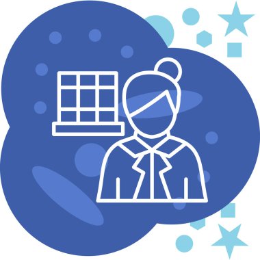 Dizüstü bilgisayarı olan takım elbiseli bir kızın vektör çizimi