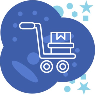 Bulut alışveriş arabası simgesi, basit vektör illüstrasyonu