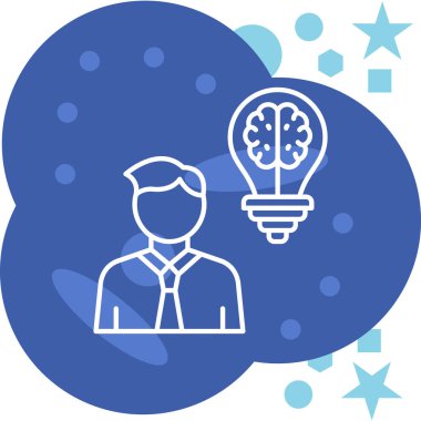 Ampul ve beyin ikonu olan bir adamın vektör çizimi