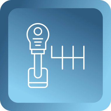 Mavi çizgi akıllı ev simgesi beyaz arkaplanda izole edildi. Uzaktan kumanda. Mavi daire düğmesi. vektör.