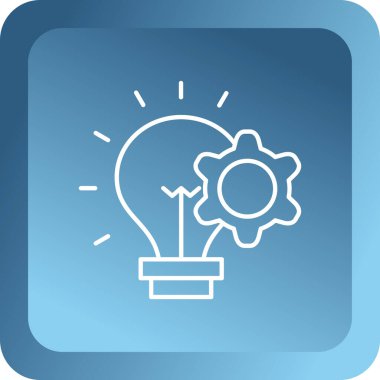 Dişli ikonlu ampul. Fikir sembolü vektör illüstrasyonu