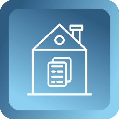 Beyaz arka planda izole edilmiş akıllı ev simgesine sahip beyaz ev. Uzaktan kumanda. Mavi daire düğmesi. vektör.