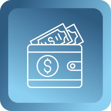 Dolar banknot ikonu. para düğmesi mavi arka grubunda