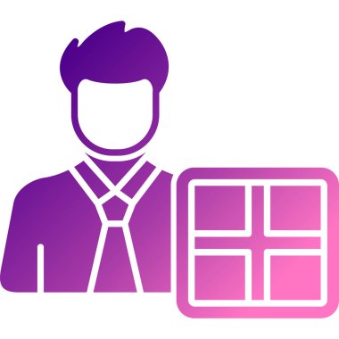 Evrak çantası ikonu olan bir iş adamı. vektör illüstrasyonu