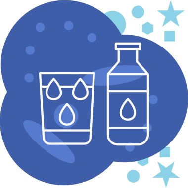 Bir bardak su şişesinin vektör çizimi