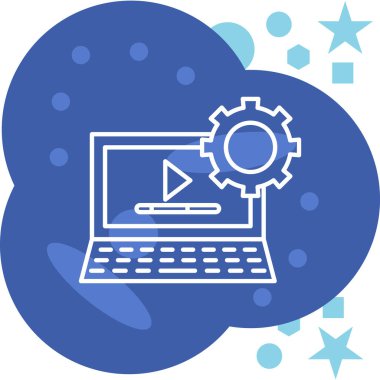 Sosyal medya sembollü dizüstü bilgisayar vektör illüstrasyon tasarımı