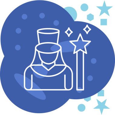 Sihirli bir değneğin vektör çizgisi çizimi