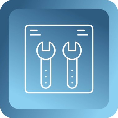 Gri çizgi elektrik çıkış simgesi mavi arkaplanda izole edildi. Güç prizi. Rosette enerji sembolü. vektör illüstrasyonu