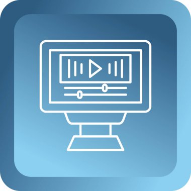 Beyaz arkaplanda izole edilmiş düz stil video simgesi. bilgisayar vektör illüstrasyonu.