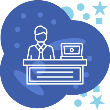 Bilgisayarı olan bir adamın vektör çizimi