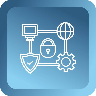 Devre kartı ve vitesli asma kilit. vektör illüstrasyonu