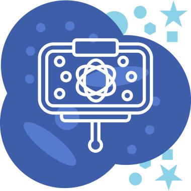 çizgi kamera simgesi mavi arkaplanda izole edildi. Kamera. dijital webcam simgesi. vektör özeti kavramı.