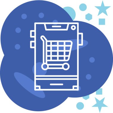 Alışveriş arabası, basit illüstrasyon.