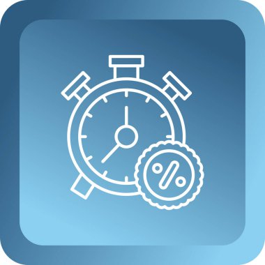 Beyaz arkaplanda işaretleme simgesi olan beyaz kronometre. Zaman göstergesi. Mavi daire düğmesi. vektör illüstrasyonu