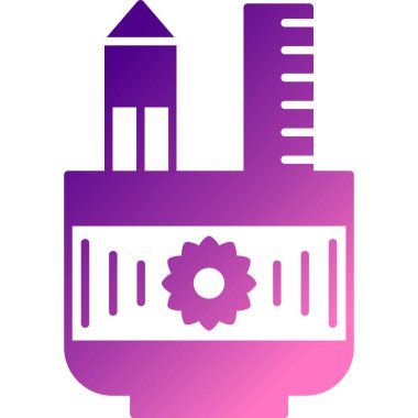 Beyaz arka planda izole edilmiş tornavida ve spatulası olan renkli boya silindiri. Hizmet ayarlama, ayar, bakım, onarım, onarım. vektör