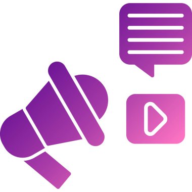 beyaz arkaplanda izole edilmiş renk megafon simgesi. Hoparlör. İş konsepti. Gradyan daire şekilleri. vektör illüstrasyonu