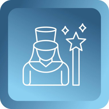 Çizgi Sihirli değnek simgesi beyaz arkaplanda izole edildi. Yıldız şeklinde sihirli aksesuar. Sihirli güç. Renkli taslak konsepti. Vektör.