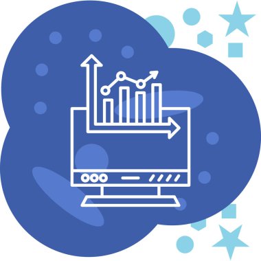 Bulutlu bir bilgisayar monitörünün modern bir simgesinin vektör çizimi