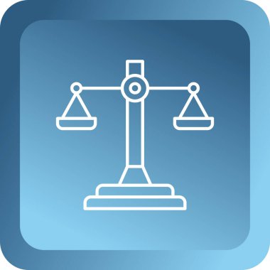 Mavi çizgi ölçekli simge beyaz arkaplanda izole edildi. Ağırlık ölçme ekipmanı. Mavi kare düğme. vektör illüstrasyonu