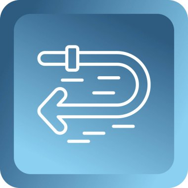 Beyaz arkaplanda mavi çizgi ok simgesi izole edildi. yön sembolü işareti. Navigasyon işaretçisi işareti. Mavi kare düğme. vektör illüstrasyonu