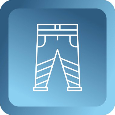 Beyaz arkaplanda mavi çizgili pantolon simgesi var. Mavi kare düğme. vektör illüstrasyonu