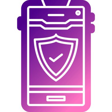 Akıllı telefon simgesi beyaz arkaplanda izole edilmiş akıllı kalkan. Güvenliğin korunması. Güvenlik duvarı simgesi ile güvenlik. Renkli taslak konsepti. vektör özeti kavramı