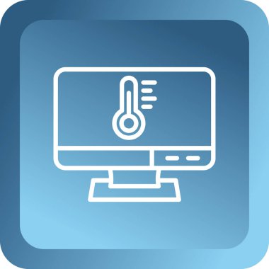 Termometre simgesi olan bilgisayar monitörü.