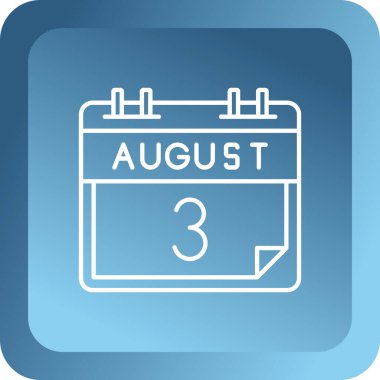 2 Ağustos, vektör illüstrasyonunda düz takvim simgesi. Takvim simgesi. ay ve takvim. ay, takvim ve salı. uygulama, takvim ayı,