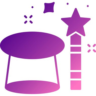 Beyaz arka planda yıldız ikonu olan çizgi sihirli değneği. Sihirli yıldızın yıldızı. Sihirli güç. Renkli taslak konsepti. vektör.