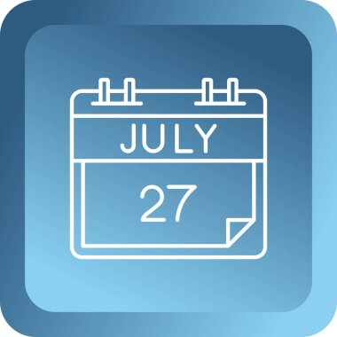 Takvimdeki 7 Temmuz tarih günü, takvim sayfası simgesi, takvim arkaplanındaki simge.