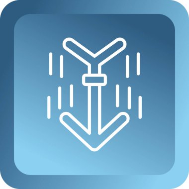 Mavi arkaplanda beyaz çapa simgesi izole edildi. Mavi kare düğme. Vektör İllüstrasyonu