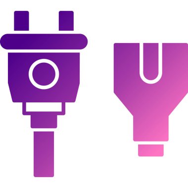 beyaz arkaplanda izole edilmiş buji simgesiyle prizde renk prizi var. Sembolü tak. Renkli satır biçiminde buji simgesi seti. vektör