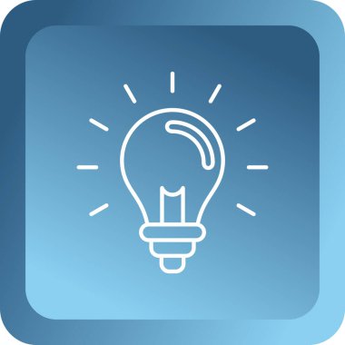 Beyaz arkaplanda izole edilmiş yeni bir fikir simgesine sahip mavi çizgi lambası. İlham ve fikir sembolü. Mavi daire düğmesi. vektör.