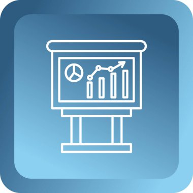 Beyaz arkaplanda mavi pasta grafiği bilgi simgesi izole edildi. Diyagram çizelgesi. Mavi daire düğmesi. vektör illüstrasyonu