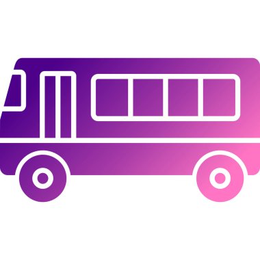 Beyaz arkaplanda beyaz otobüs simgesi izole edildi. Araç nakliyesi. Otobüs turu tabelası. Toplu taşımacılık halk sembolü. Renkli daire düğmesi. vektör illüstrasyonu