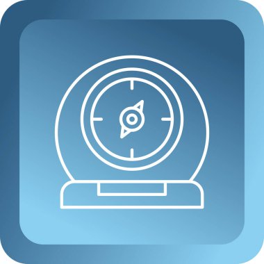 Beyaz arkaplanda mavi alarm simgesi izole edildi. Uyan, uyan konsept. Zaman işareti. Mavi daire düğmesi. vektör illüstrasyonu