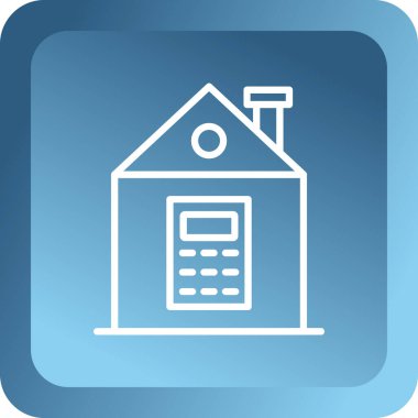 Beyaz arka planda mavi çizgi ev simgesi izole edildi. Ev kontrolü. Mavi kare düğme. vektör illüstrasyonu