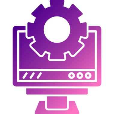 mor çizgi bilgisayar monitörü simgesi beyaz arkaplanda izole edildi. Bilgisayar bileşeni işareti. vektör illüstrasyonu.