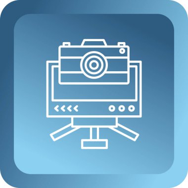 Video kamera simgesi. Beyaz arka plan üzerinde Internet düğmesi.