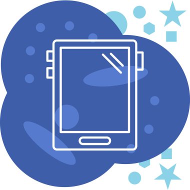 Akıllı telefonlu tablet mavi arkaplanda izole edildi