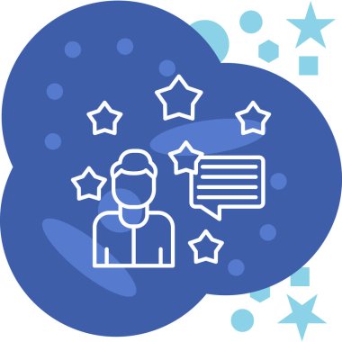 Yıldızlı konuşma balonu ve insanlar vektör illüstrasyon tasarımı simgeleri