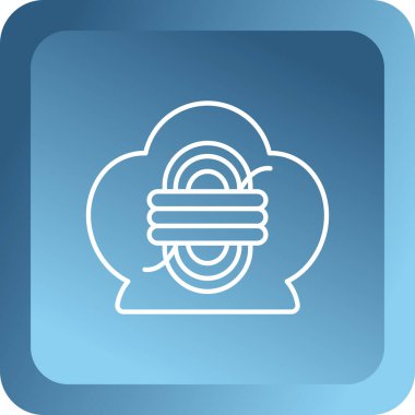 Mavi çizgi bulut teknolojisi simgesi beyaz arkaplanda izole edildi. Bulut hesaplama. Mavi bilgisayar veri koruması. Vektör çizimi. Mavi daire düğmesi. vektör.