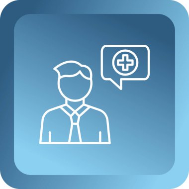 Sohbet baloncuğu ile iş adamının vektör illüstrasyonunun web simgesi