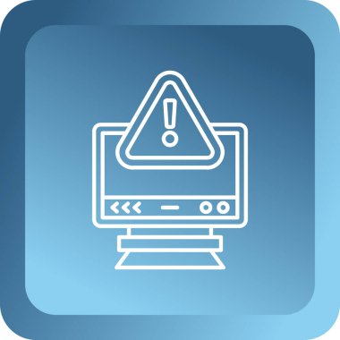 Beyaz zemin üzerinde ünlem işareti simgesi olan mavi dizüstü bilgisayar. Uyarı mesajı işareti, önemli alarm. vektör.