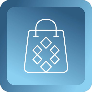 Mavi arka planda seyahat simgesi olan mavi çizgili çanta. Turist çantası. çanta bagaj ikonu. vektör illüstrasyonu